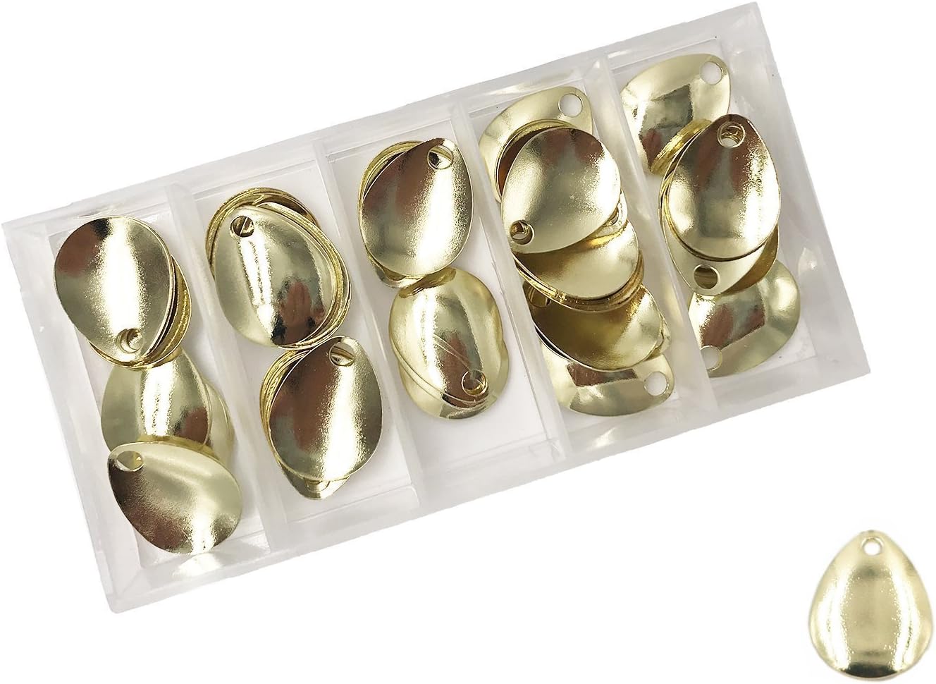 Milepet Deep Cup Spinner Blades for Hard Lures Worm Spinner Baits Spoons Rigs Making,50Pcs/Box,Large&Small,Gold&Silver Available