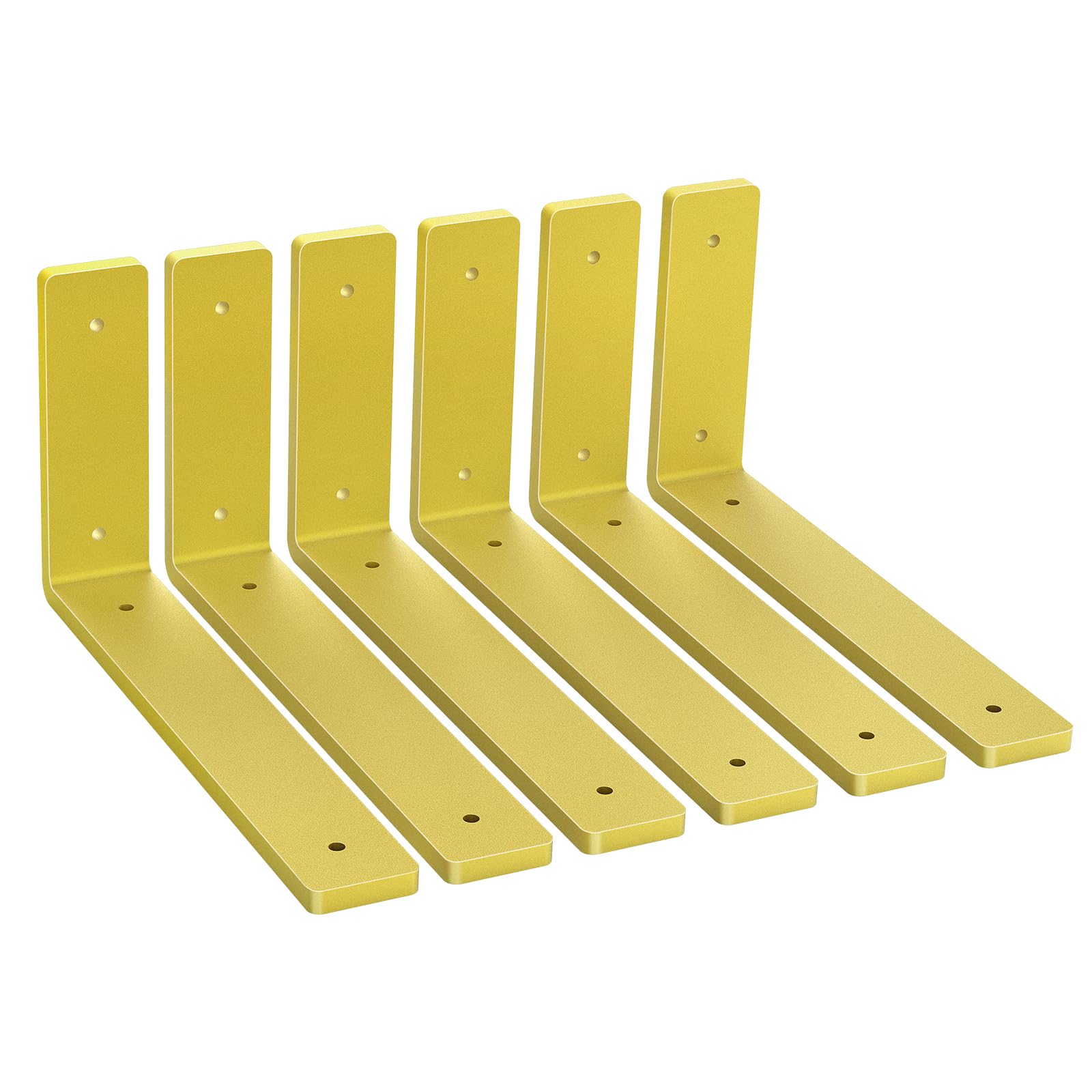 Photo 1 of Heavy Duty Shelf Brackets, 6 Pack 10" x 6" Gold Metal Shelving Brackets 5mm Thick Shelf Support Bracket for DIY Decorative ( L 10" x H 6" x W1.5)