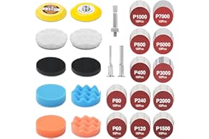 133 Pcs Drill Sanding Disc Attachment Polishing Kit, 3 Inch Headlight Restoration Kit, Wet Dry Hook and Loop Sandpaper Buffin