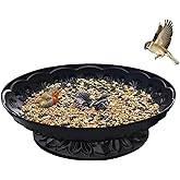 Ground Platform Bird Feeder Tray,11” Metal Large Standing Bird Feeder Mesh Seed Tray,for Outdoor Garden (Black-1 Pack)