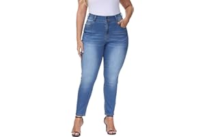 Gboomo Womens Plus Size Skinny Jeans Stretchy High Waisted Ankle Jean