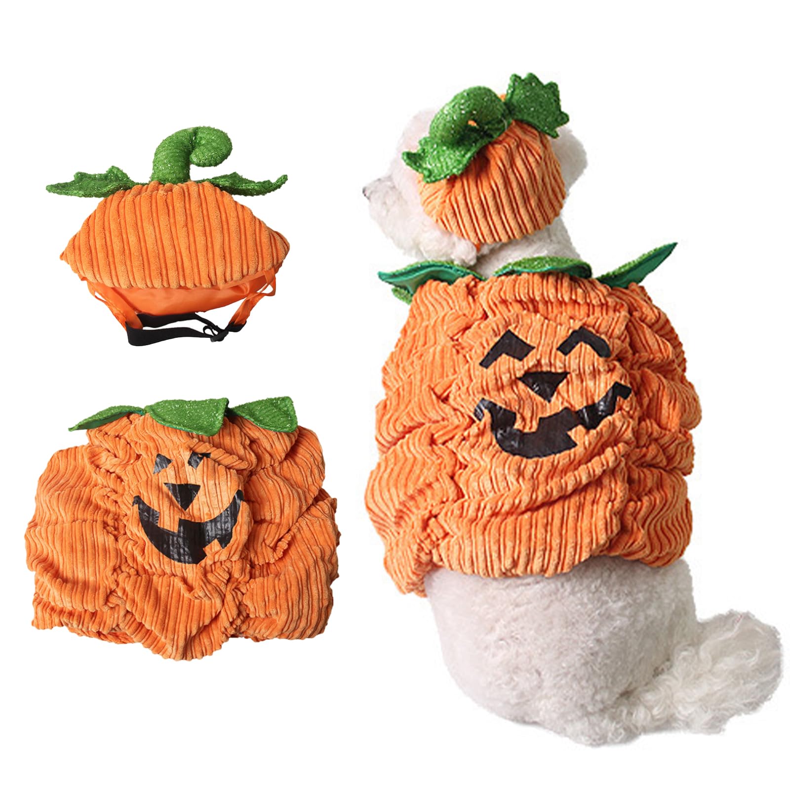 Halloween Pumpkin Dog Costume Pet Halloween Pumpkin Cosplay Clothes Puppy Warm Outfits for Small Medium Dogs Cats