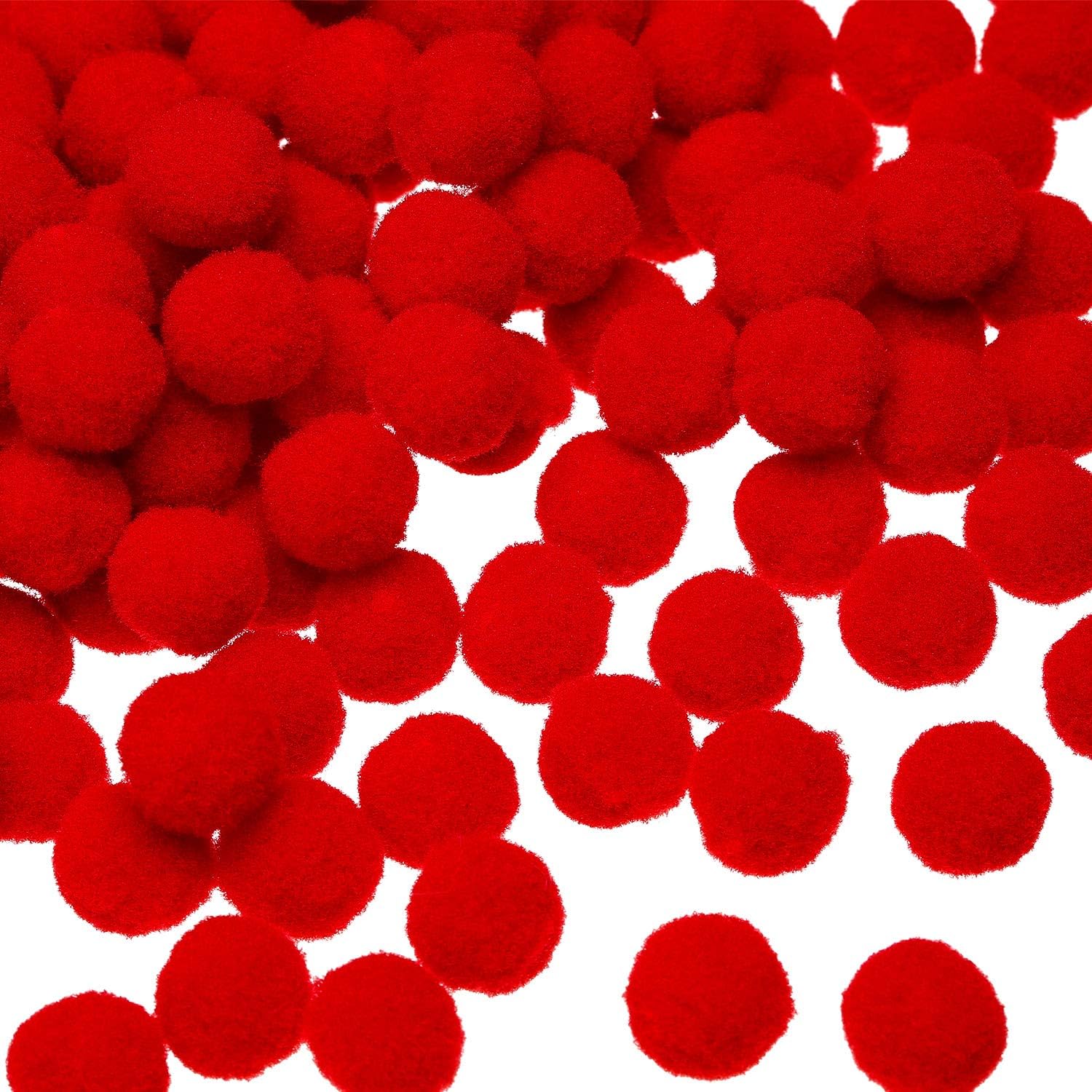 Sumind 250 Pieces Mini Pompoms Small Fluffy Pom Poms for Decor Arts Crafts DIY, Red (15 mm)