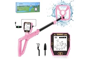 OMMO Metal Detector, Rechargeable Built-in Battery Kids Metal Detector with Funny LCD Display, Adjustable Metal Detectors for Kids with IP67 Waterproof 6.5” Search Coil for Exploring Outdoor