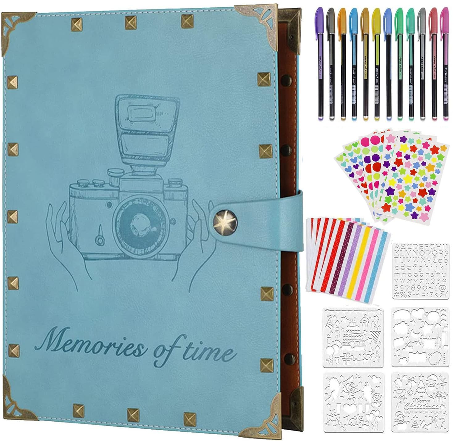 ZEEYUAN Scrapbook Photo Album Rivets Memory Book with writing space Leder DIY as a Gift for Mother's Day, Christmas, Birthday for Men and Women