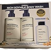 Mellow Vanilla KUNDAL Rich SoyMilk Body wash | Body Moisturizing & Skin Barrier Care | Tazman Pepper C 2 x 16.9oz + 1 x 3.38oz