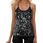 Sequin Cami Tops for Women Strappy Sparkly Women’s Tank Party Glitter Shirts