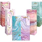 ceiba tree Wine Bottle Bags Holiday Paper Bags Set Home Wedding Birthday Party Favor Reusable Marble Gold Foil Wine Bottle Wrapping Bags with Handles 12Pcs