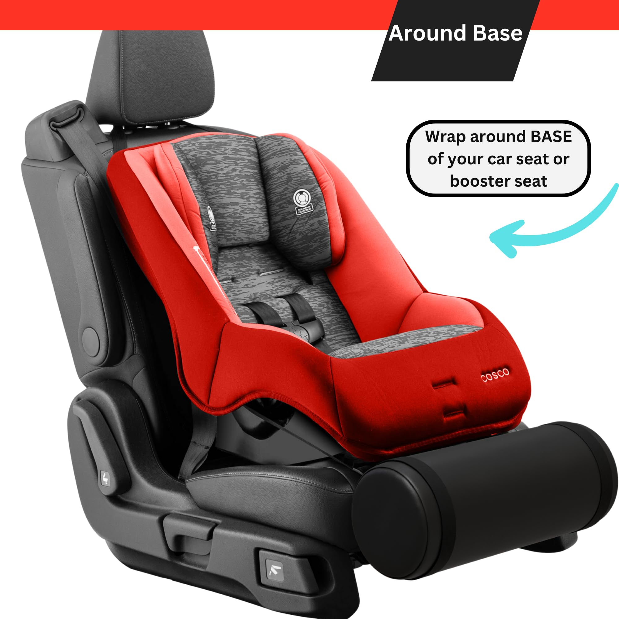 SWANOO Car Foot Rest with Extra Long Straps - Adjusts to Any Carseat or Toodlers Booster Seat - Black Leather Leg Rest for Kids