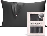 Kitsch Satin Pillowcase with Zipper Charcoal 48x66 cm