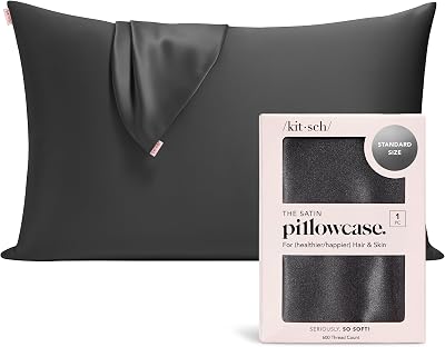 Kitsch Satin Pillowcase with Zipper Charcoal 48x66 cm