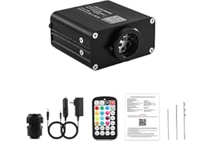 ATOKEE 16W Compact Size Fiber Optic Light Box for Starlight Headliner, Twinkle & Music Mode, Control by Bluetooth App/RF Remote Control, Car Plug & Power Adapter, PG Connector & 3 Drill Bits