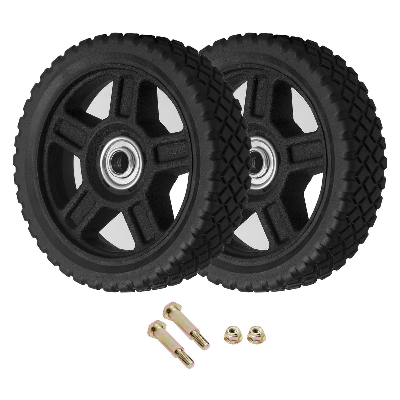 Photo 1 of 6 Inch Lawn Mower Wheels Wheel kits with Bolts & Nuts - Set of 2 Push Mower Plastic Wheels Fits Craftsman Mower Generator Garden Tiller Most Standard Lawn Mowers