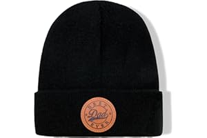 HAFOUXIGM Best Dad Ever Beanie Hat, Leather Patch Knit Cuffed Winter Hat for Men, Fathers Day Birthday Gifts for Dad from Dau