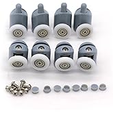 Shower Door Rollers, Set of 8 Single Shower Door Runners/Wheels/Pulleys/Guides 23mm Diameter Home Bathroom DIY Replacement Pa