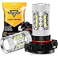 Auxbeam 5201/5202/9009 LED Fog Light Bulbs, 6500K Xenon White, 8000LM Super Bright, 360-degree Illumination, Canbus Ready, Fog Car Lights Replacement, Pack of 2