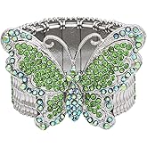 rneyflow Elegant Wedding Bridal Austrian Crystal Butterfly Shaped Stretch Bangle Elastic Brides Bridesmaid Bracelet Jewelry for Women