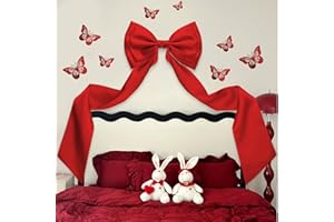 AZEAM Giant Bow Decoration, Big Bow for Backdrop with Back Ribbon 83x20 Inches, Satin Large Bows for Decoration, Coquette Bows Decor for Birthday Party Room Wedding Baby Shower Church Nursery (Red)