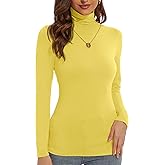 DSPSAM Women's Turtleneck Long Sleeve Shirts Slim Fitted Lightweight Base Layer Casual Tops