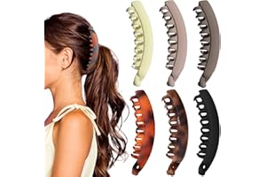 6 Pack 5.1 Inch Banana Clip for Women,Large Banana Hair Clips for Thin Fine Thick Hair,Strong Banana Claw Clips for Hair