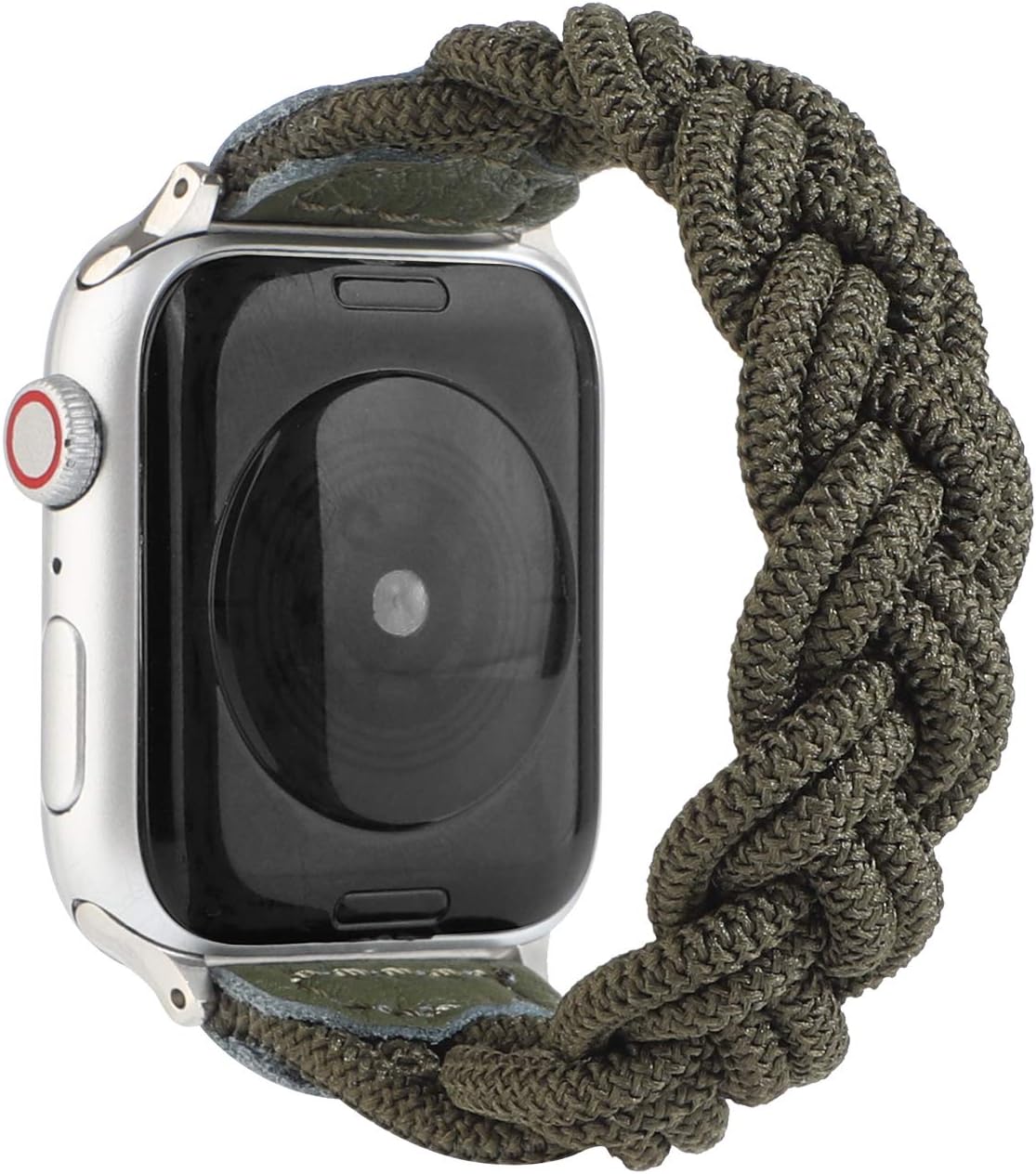 Sufderny Braided Stretchy Nylon Loop Bands Compatible with Apple Watch Elastic Plaits Strap Wristband 44mm 42mm Series 6 5 4 3 2 1 SE, Army Green
