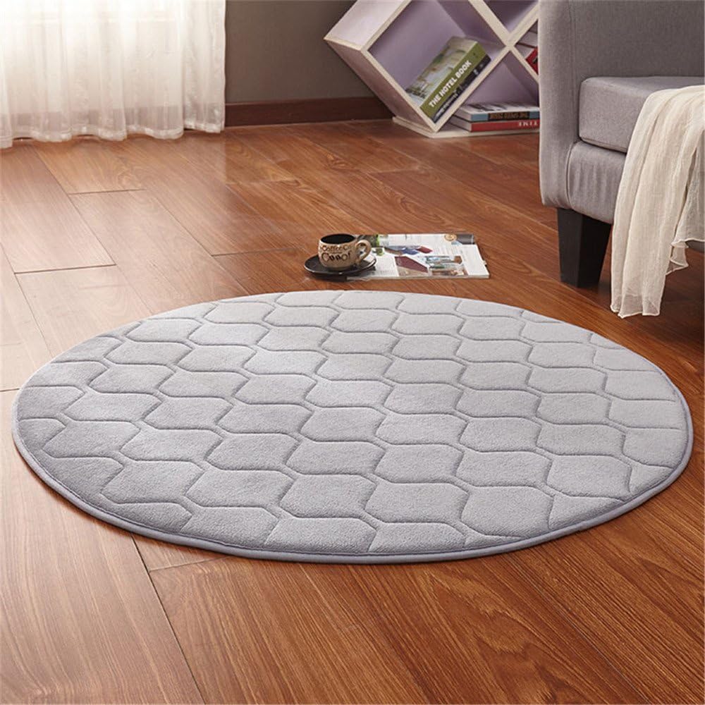 CAMAL Carpets, Round Washable Coral Velvet Decorative Rug Living Room Bedroom and Bathroom (120cm, Grey)