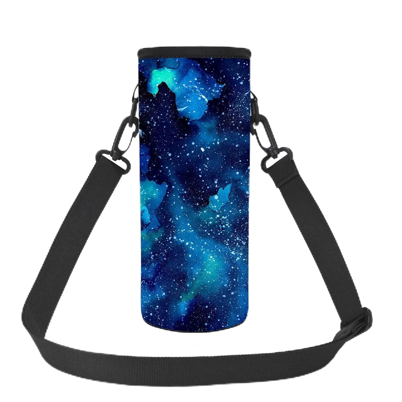 NETILGEN Water Bottle Sling Case Bag Carrier Holder Starry Cloud Printed Neoprene Water Bottle Sleeve Cooler Cover Pouch with Adjustable Shoulder Strap for Men Women Kids