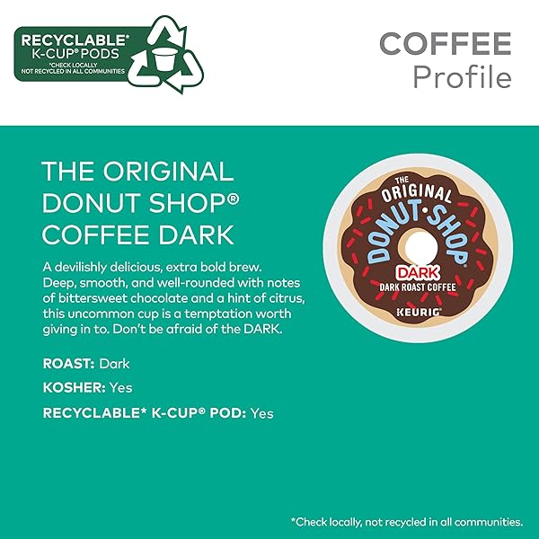 THE ORIGINAL DONUT SHOP DARK KEURIG SINGLE-SERVE K-CUP PODS, DARK ROAST COFFEE, 72 COUNT