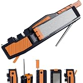 Orange Ninja Pocket Field Knife Sharpener &ndash; Portable 6-in-1 Sharpening Kit | Camping &amp; Hunting EDC Knife Sharpener with Guided Diamond Whetstones, Leather Strop, Fire Starter &amp; Diamond Rod