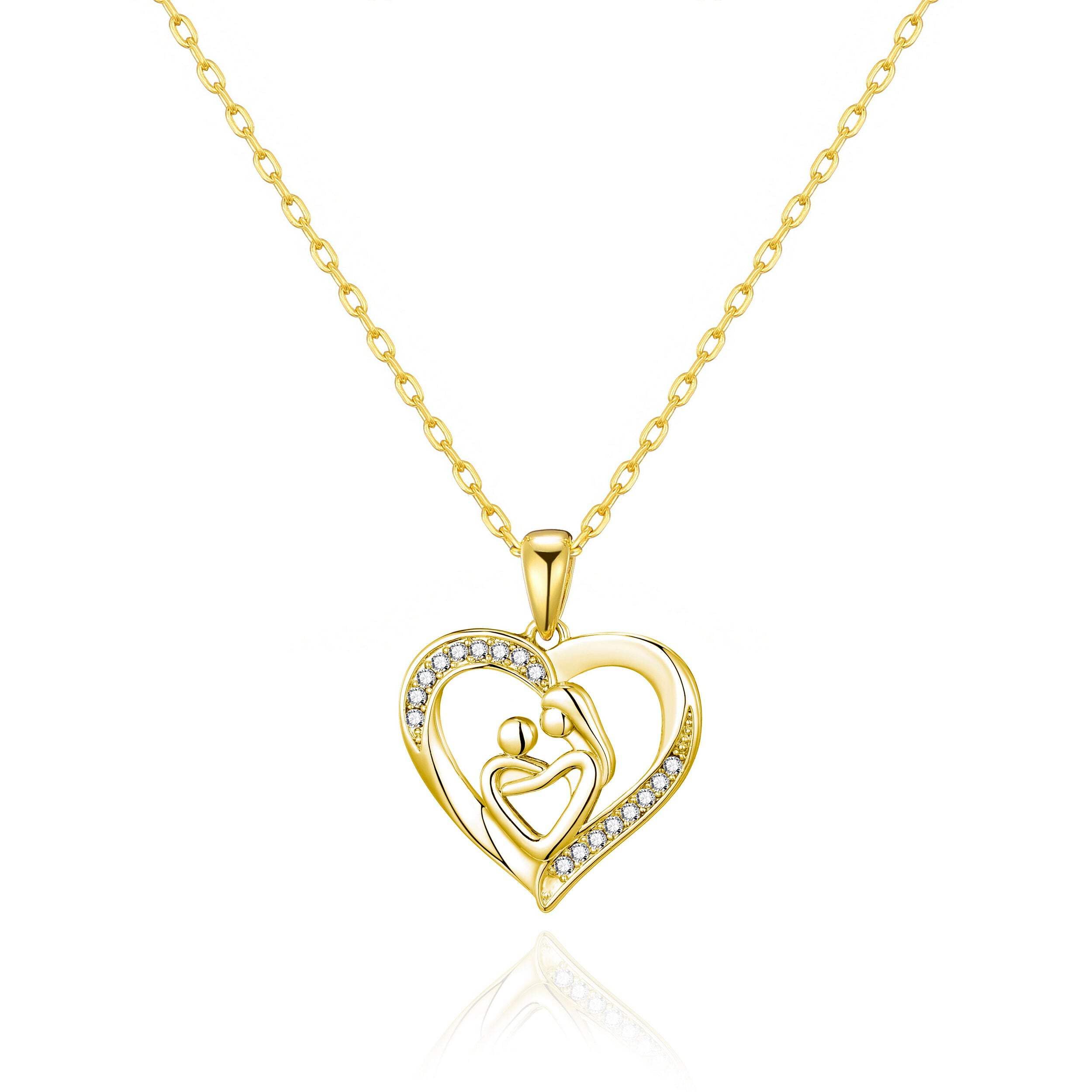 Philip Jones 18k Gold Plated Mother and Child Necklace Created with Zircondia® Crystals