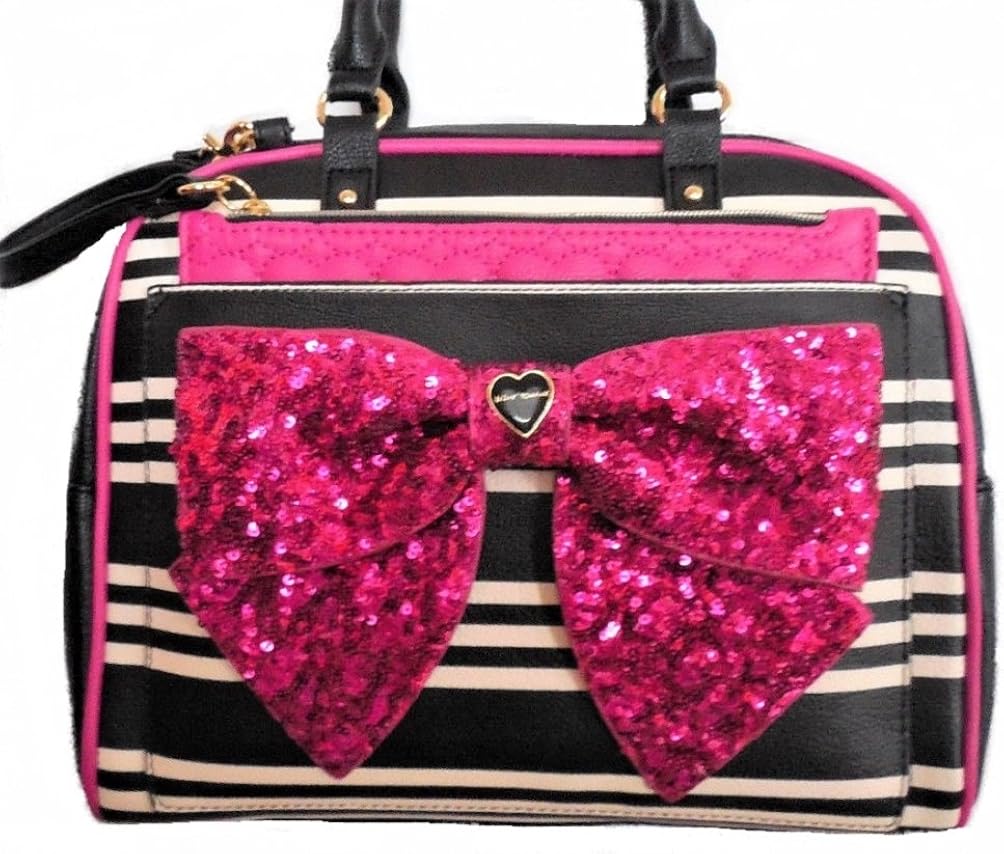 betsey johnson pink sequin purse