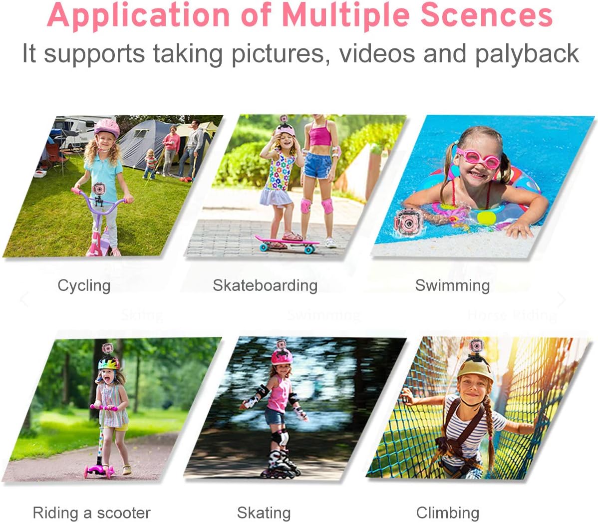 PROGRACE Children Kids Camera Waterproof Digital Video HD Action Camera 1080P Sports Camera Camcorder DV for Girls Birthday Holiday Gift Learn Camera Toy 1.77'' LCD Screen (Pink): Toys & Games