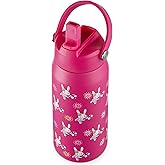 OLDLEY kids Water Bottle - 18oz Insulated Stainless Steel - Wide Straw Lid, Non Spill, Leakproof, Kids Water Bottle for School,Pink Bunny