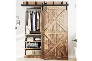 WINSOON 6FT New Double Bypass Barn Door Hardware Kit Room Wall Mount for Sliding Wood Door (6FT / Two Door Set)