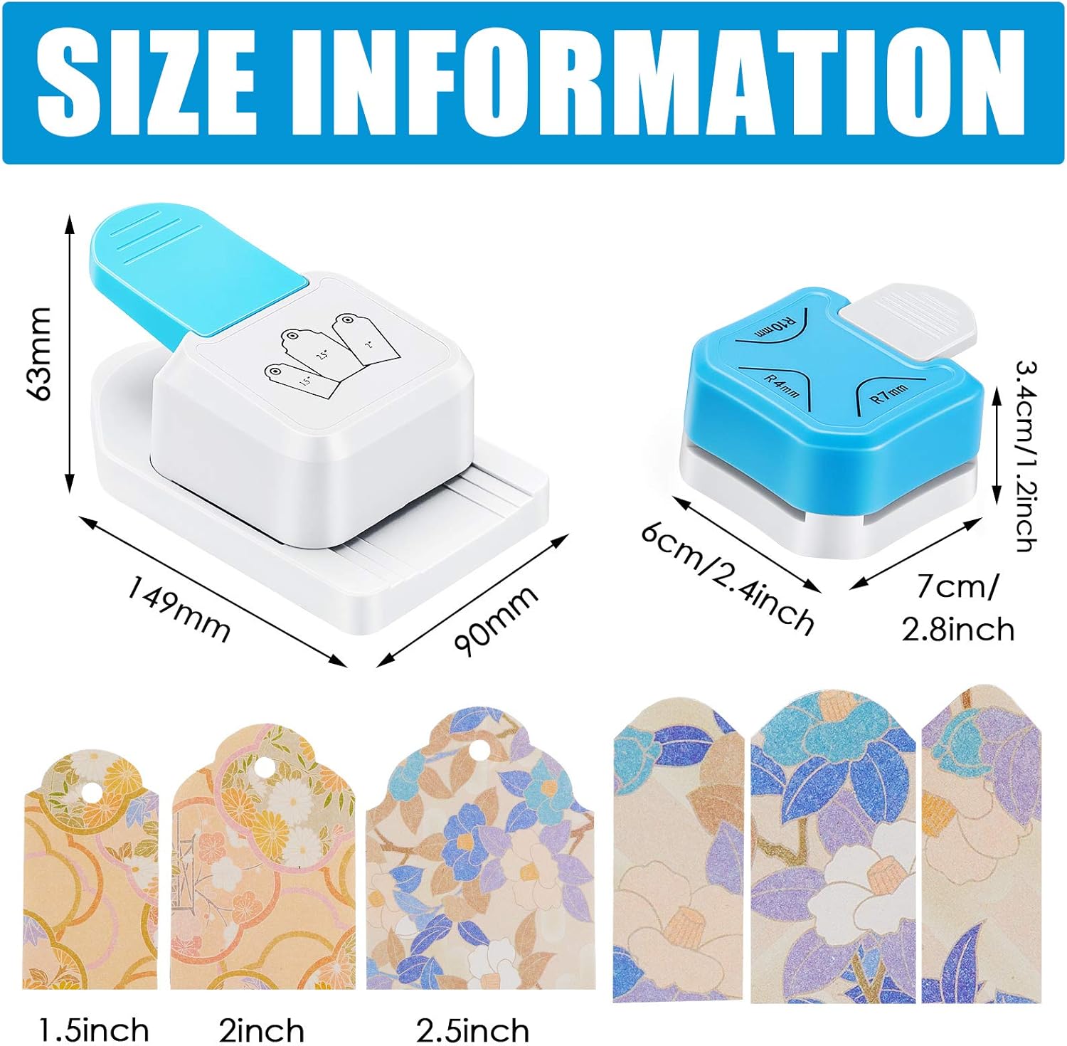 2 Pieces Tag Punch Corner Cutter 3 in 1 Corner Paper Punch Rounder Tag Shape Lever Action Craft Punch for DIY Crafts Projects, Photo Cutter, Card Making Supplies