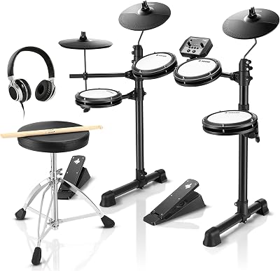 Donner DED-80 Electric Drum Kit 4 Mesh Pads 180 Sounds Throne Headphones