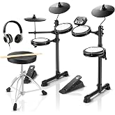 Donner DED-80 Electronic Drum Set with 4 Quiet Mesh Pads, 180+ Sounds, 2 Pedals, Throne, Headphones, Sticks, and Melodics Lessons