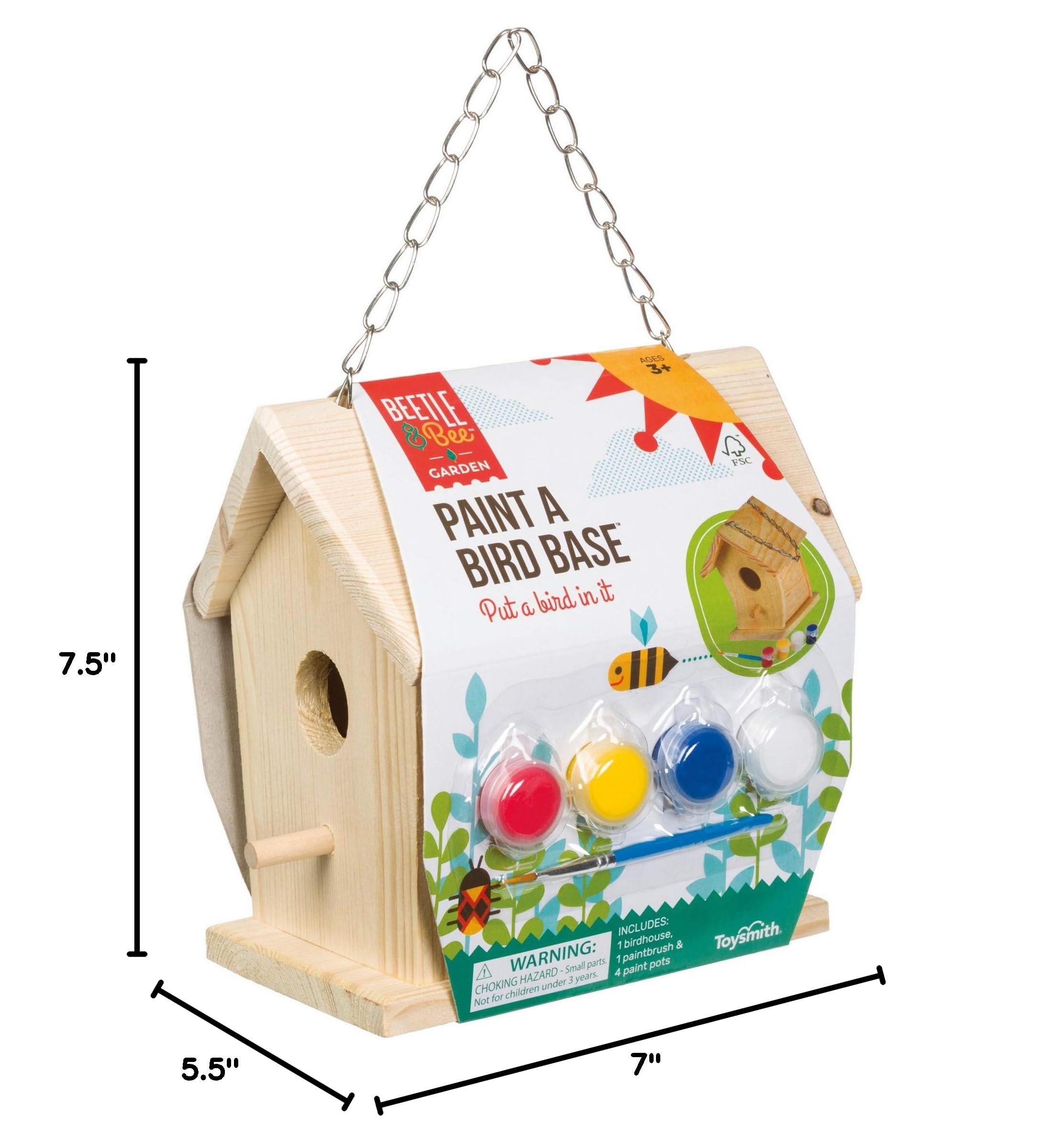 Beetle & Bee Paint A Bird Base, Backyard Birdhouse Kit, Bird House Painting Kit for Kids, DIY Arts & Crafts Gardening For Kids & Teens, Boys & Girls