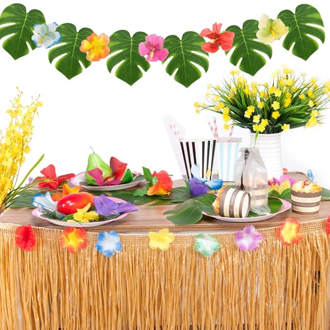 Hawaiian Party Decorations with 9ft Hawaiian Luau Grass Table