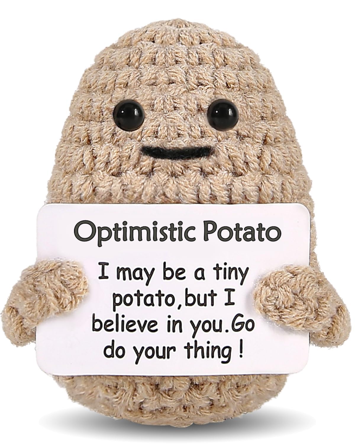 Photo 1 of JELUTAR Mini Optimistic Funny Potato, 3 inch Knitted Doll with Card for Cheer Up Gifts and Party Decorations, Cute Crochet Doll for Women Men Mom Dad Friend Birthday Gifts (Potato)