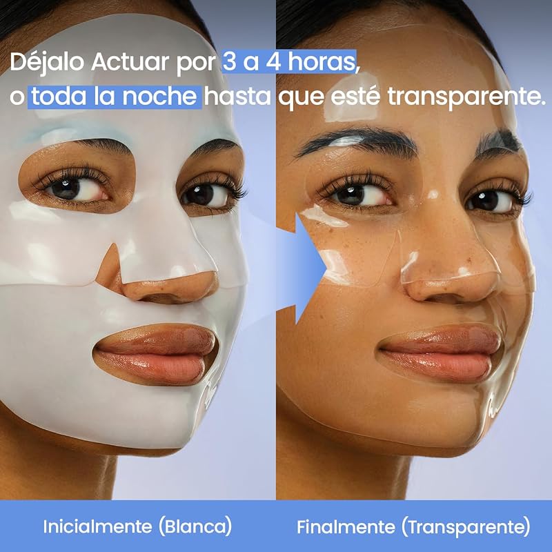 Hydro Cera-nol Real Deep Mask, Mascarilla Facial de Hidrogel Nocturna, Hidratante y Calmante, Reduce el Enrojecimiento y Refuerza la Barrera, K-Beauty | 4 Unidades