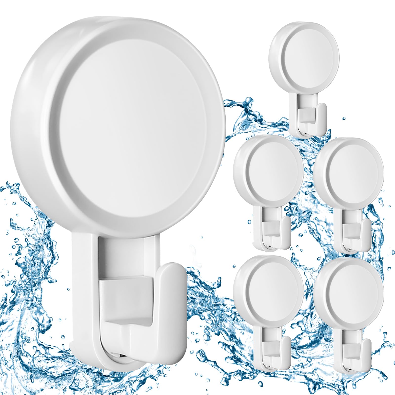 GlobaLink Suction Cup Hooks, Heavy Duty Suction Hooks Hold up to 11LB, Reusable & Waterproof & Transparent Shower Hooks, Towel Hanger Kitchen Bathroom Hook for Loofah Wreath Bags Bathrobes - 6 Pack