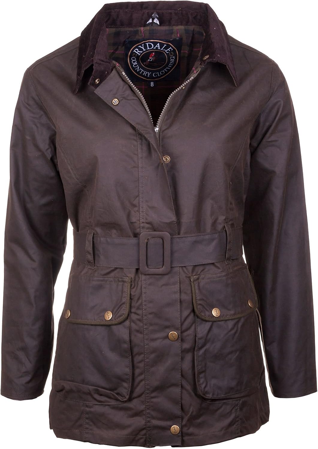 Rydale Long Belted Wax Jacket Olive Amazon.co.uk Clothing