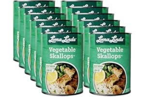 Vegan Seafood Plant-Based Alternative - Loma Linda Vegetable Skallops Meatless Fish Substitute, High Protein Meat Alternative, Non-GMO Vegetarian Scallops, Ready to Serve, 15 oz Cans (12 Pack