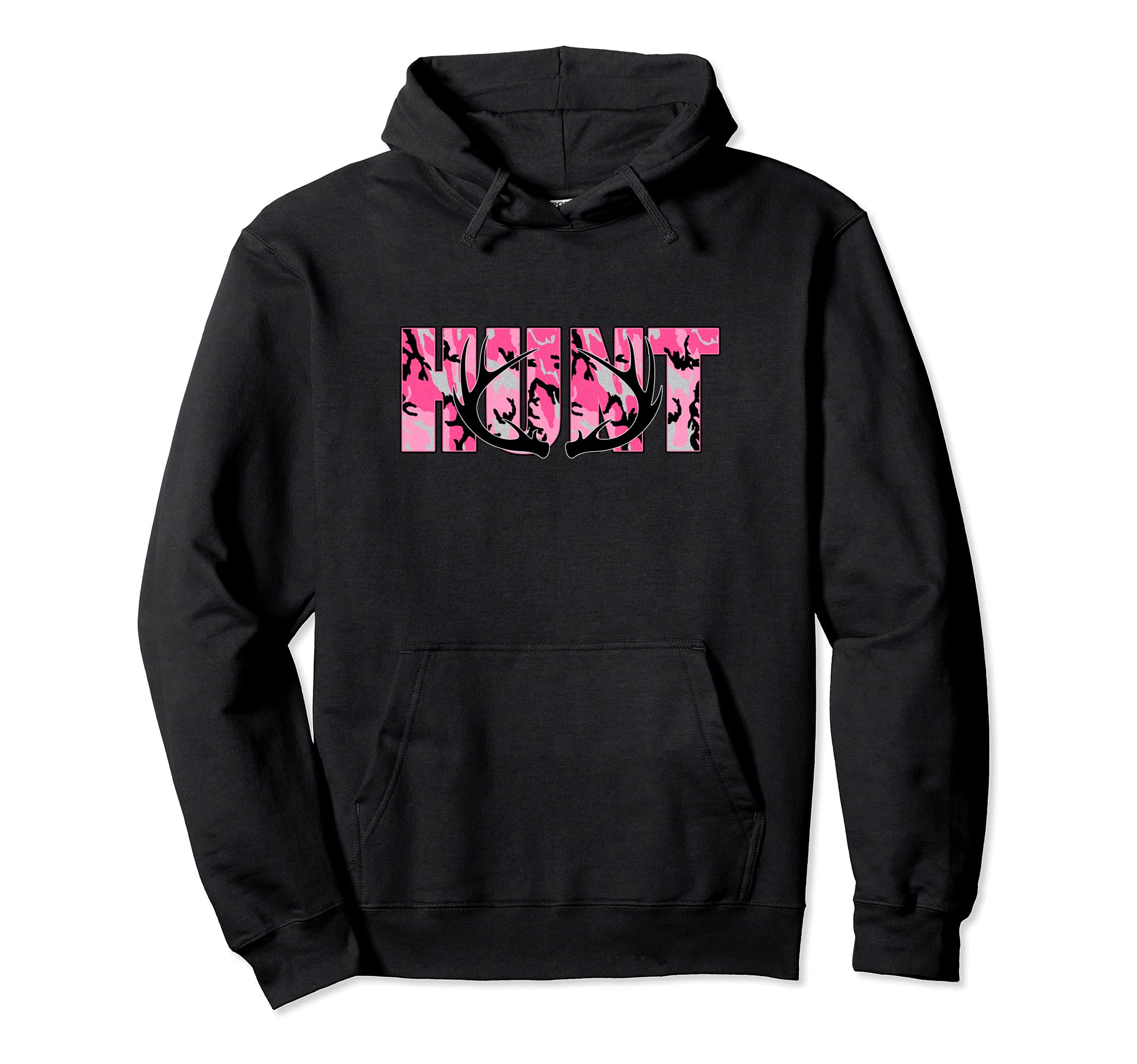 Deer Hunting Camo Pink Hunt Whitetail Buck Antlers Pullover Hoodie