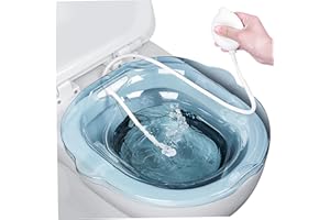 Sitz Bath Tub, Sitz Bath for Toilet, 2PCS/Set Sitz Bath Tub with Flusher, Anti Overflow Sitz Baths with Drain Holes, Non Slip