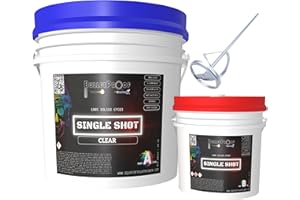 BALLISTIX BP Resins: Single Shot |100% Solids Epoxy Resin Kit (3 Gallons) Solvent-Less, Two Component Gloss Coat Finish- Low VOC! Industrial Use, Garages, Floors, Wood, Acrylic & More! (Clear) + Free Mixer