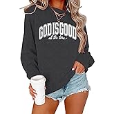 Ladicme Christian Sweatshirts for Women God Religious Pullover Casual Inspirational Long Sleeve Tops