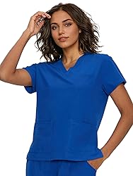 floralhue Scrub Tops for Women, Curved V-Neck Scrub