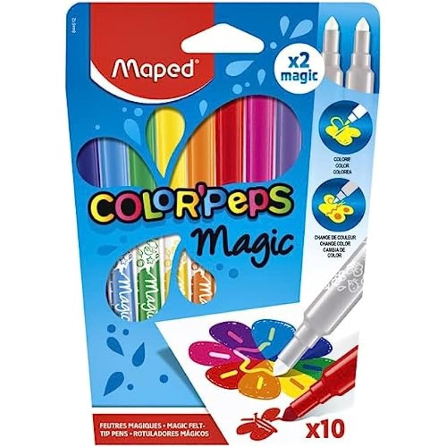 Maped Color'Peps 'Magic' - Colour Reveal Felt Tip Pens (Pack of 10), 844612